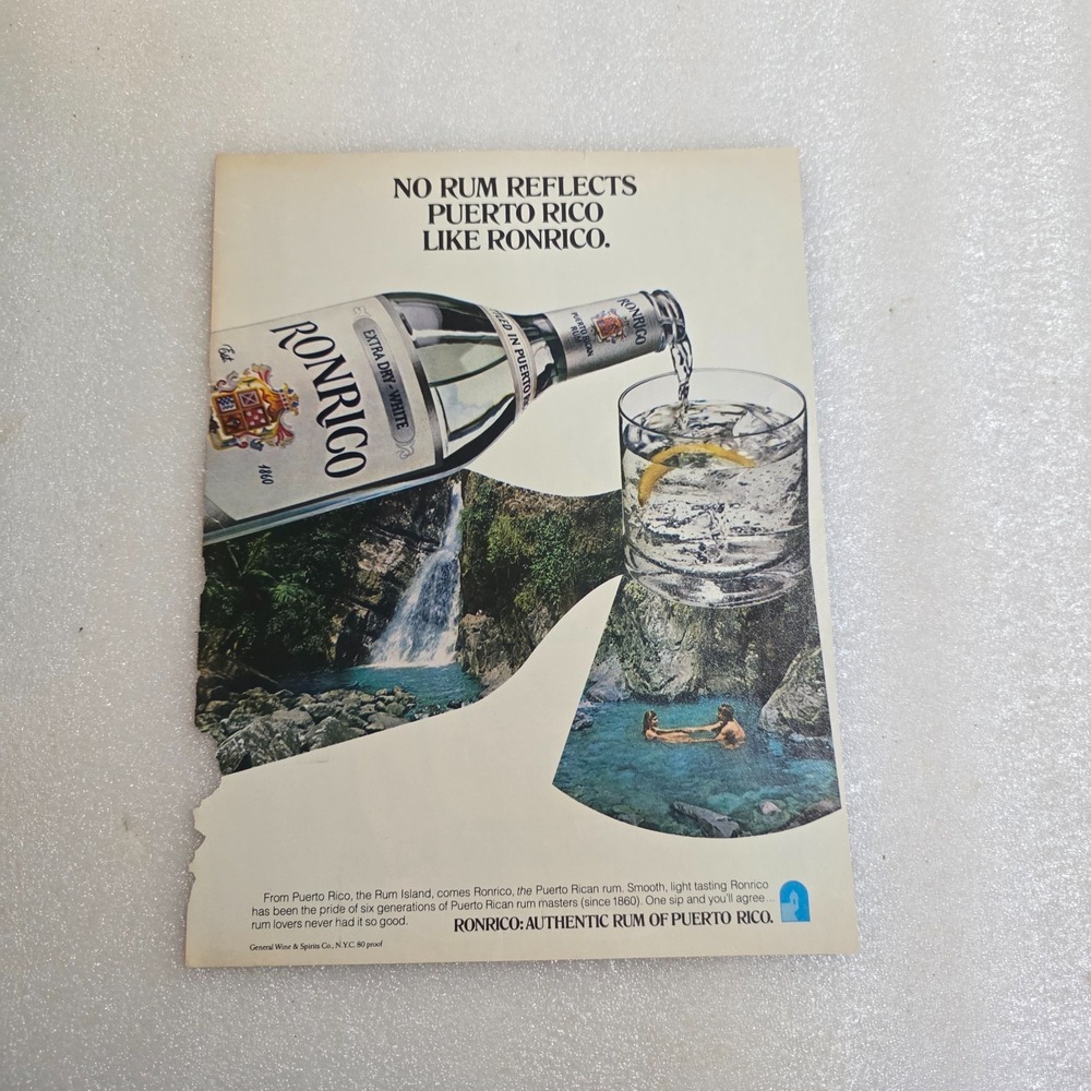 Vintage Print Ad Ronrico Puerto Rico Rum alcohol color 8x10.5 1981
